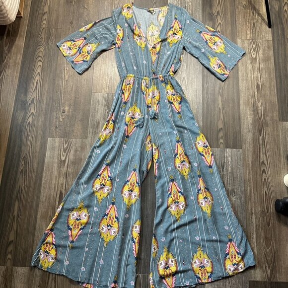 Anthropologie Jaase Jumpsuit Womens Medium Boho Paisley Festival Travel Vacation - Picture 1 of 7
